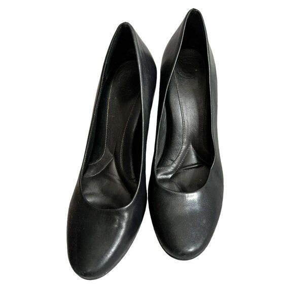 Nurture Avery Black Leather Career Comfort Fit Heels Sz 8 Womens Black Round Toe - Picture 3 of 10